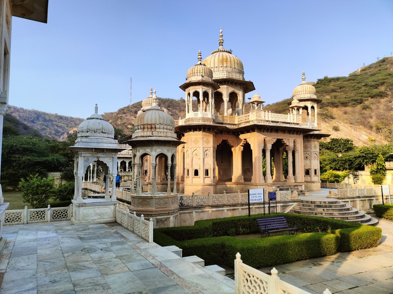 View of Gaitor Ki Chhatriyan, a popular tourist attraction in Jaipur