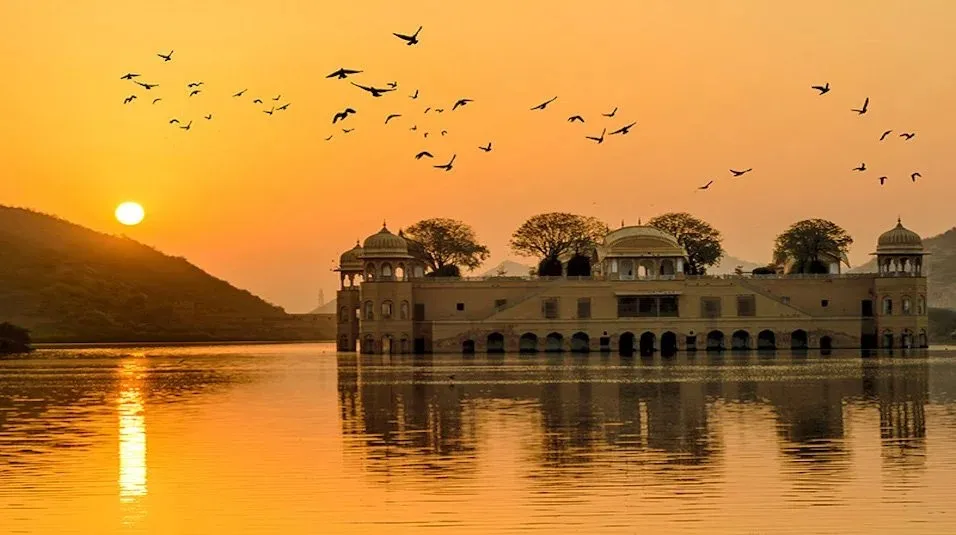 View of Jal Mahal (Water Palace), a popular tourist attraction in Jaipur